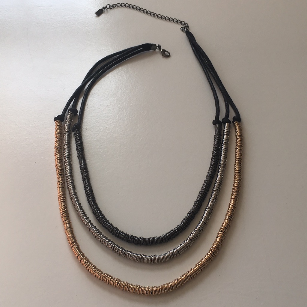 Viv Love 3 Strand Metal Necklace Metallic 24$